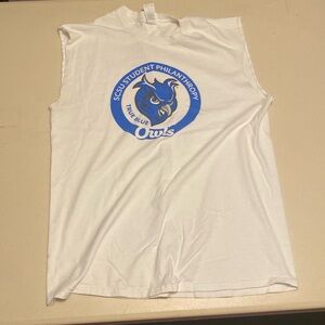 Gildan White Tank Top with Blue Graphic